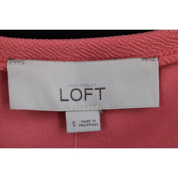LOFT SIZE SMALL SALMON PINK SLEEVELESS BLOUSE FILIGREE BOTTOM TRIM NWT - Picture 6 of 7